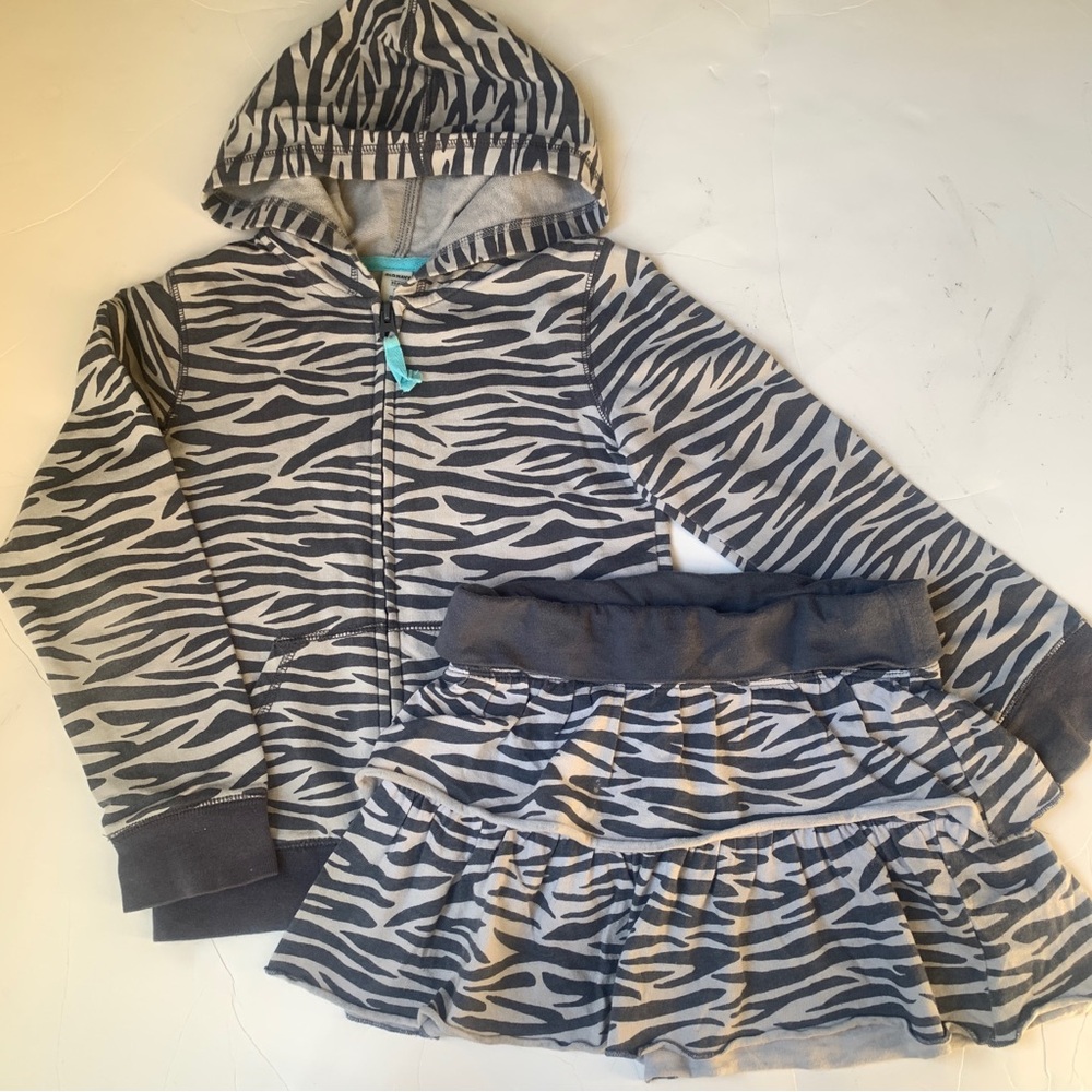Cute Old Navy 2pc Zebra Print Jacket Skirt Set Outfit Girls’ S 6-7